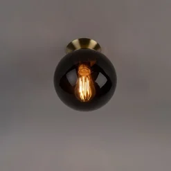 Art Deco Deckenleuchte Messing mit schwarzem Glas - Pallon