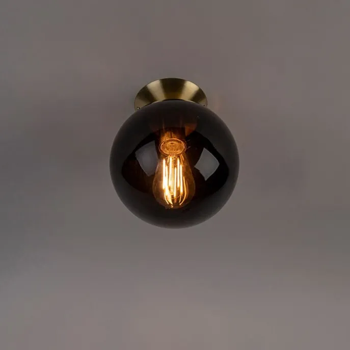 Art Deco Deckenleuchte Messing mit schwarzem Glas - Pallon