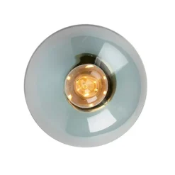 Art Deco Deckenleuchte Messing mit blauem Glas - Pallon