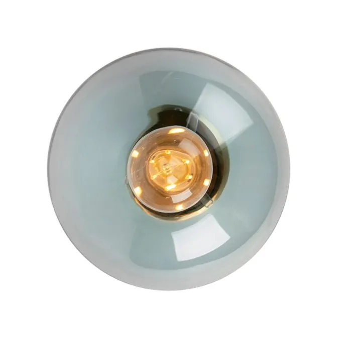 Art Deco Deckenleuchte Messing mit blauem Glas - Pallon