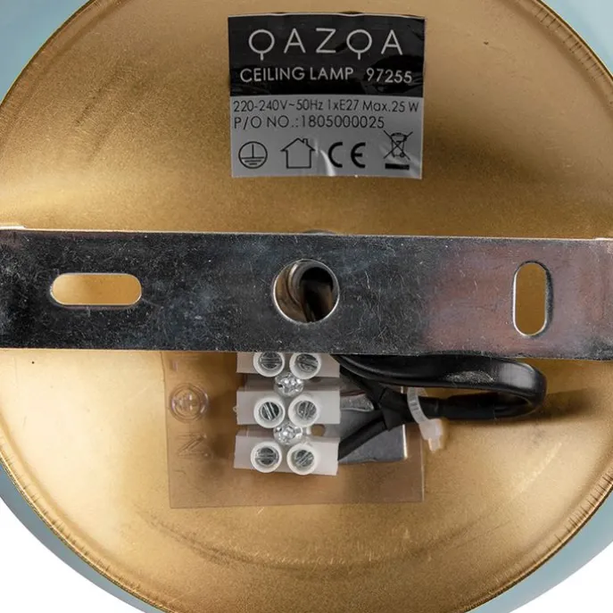 Art Deco Deckenleuchte Messing mit blauem Glas - Pallon