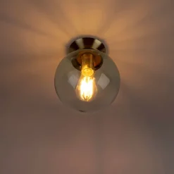 Art Deco Deckenleuchte Messing mit blauem Glas - Pallon