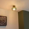 Art Deco Deckenleuchte messing mit grünem Glaslampenschirm - Pallon
