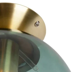 Art Deco Deckenleuchte messing mit grünem Glaslampenschirm - Pallon