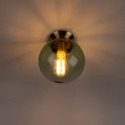 Art Deco Deckenleuchte messing mit grünem Glaslampenschirm - Pallon