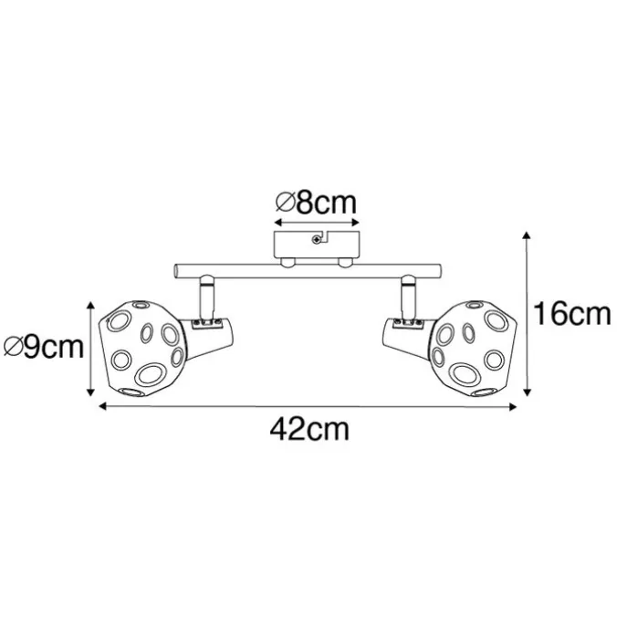 Art Deco Deckenleuchte schwarz mit Rauchglas 2-Licht - Vidro