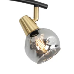 Art Deco Deckenleuchte schwarz mit Rauchglas 2-Licht - Vidro