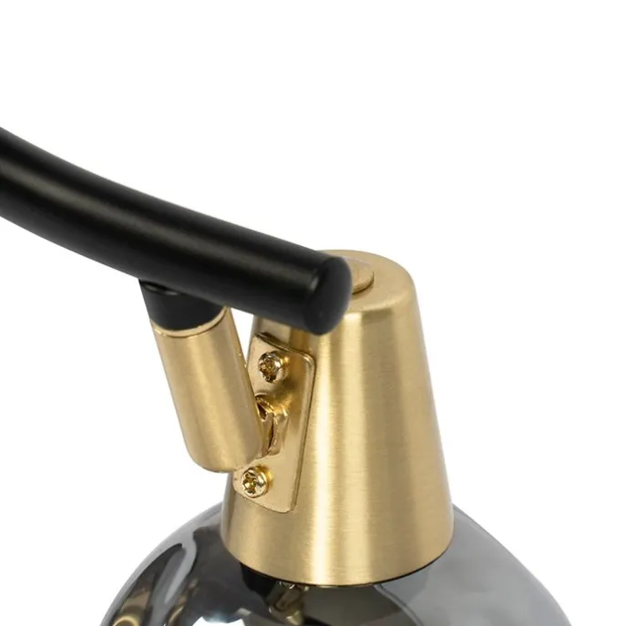 Art Deco Deckenleuchte schwarz mit Rauchglas 2-Licht - Vidro