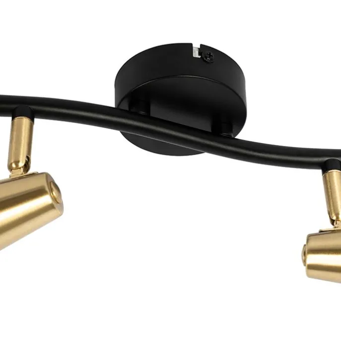 Art Deco Deckenleuchte schwarz mit Rauchglas 2-Licht - Vidro