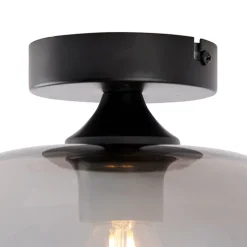 Art Deco Deckenleuchte schwarz mit Rauchglas - Busa