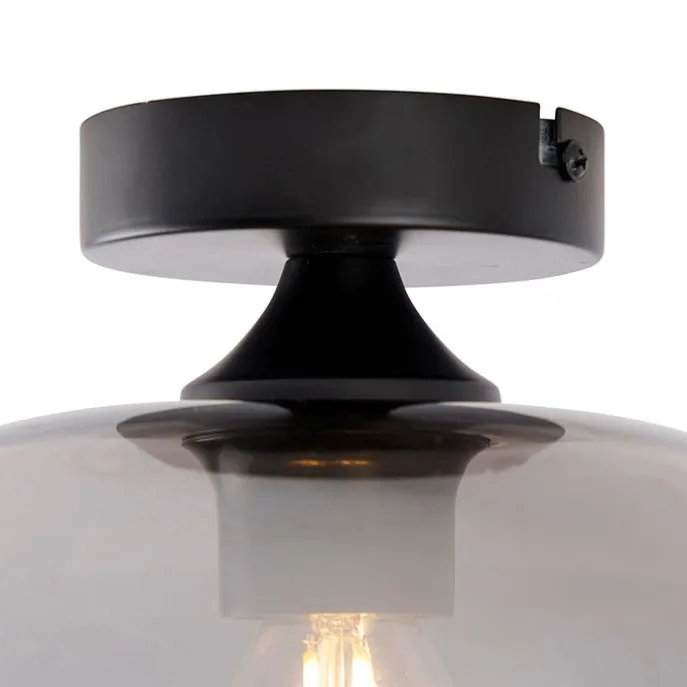 Art Deco Deckenleuchte schwarz mit Rauchglas - Busa