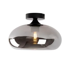 Art Deco Deckenleuchte schwarz mit Rauchglas - Busa