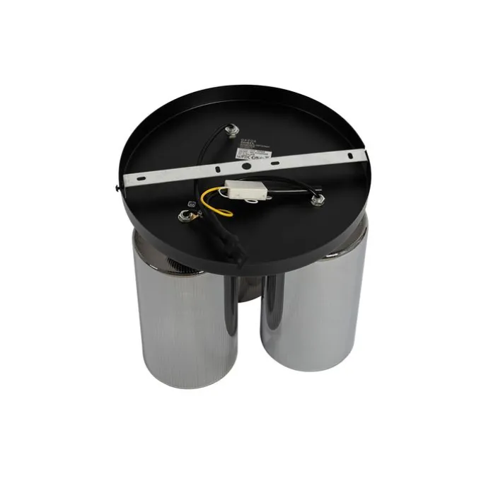 Art Deco Deckenleuchte schwarz mit Rauchglas 3-flammig - Laura