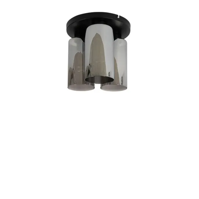 Art Deco Deckenleuchte schwarz mit Rauchglas 3-flammig - Laura