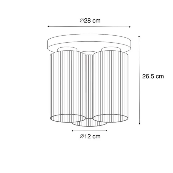 Art Deco Deckenleuchte schwarz mit Rauchglas 3-flammig - Laura