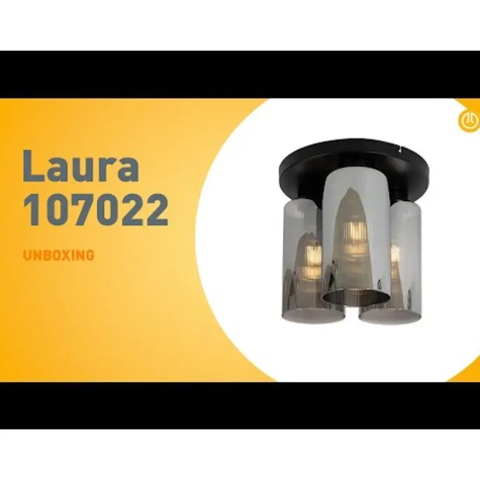 Art Deco Deckenleuchte schwarz mit Rauchglas 3-flammig - Laura