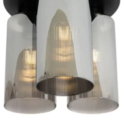 Art Deco Deckenleuchte schwarz mit Rauchglas 3-flammig - Laura