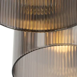 Art Deco Deckenleuchte schwarz mit Rauchglas 3-flammig - Laura