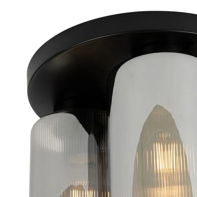 Art Deco Deckenleuchte schwarz mit Rauchglas 3-flammig - Laura
