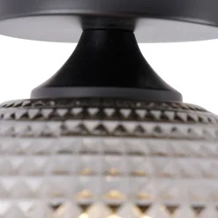 Art Deco Deckenleuchte schwarz mit Rauchglas - Kugel
