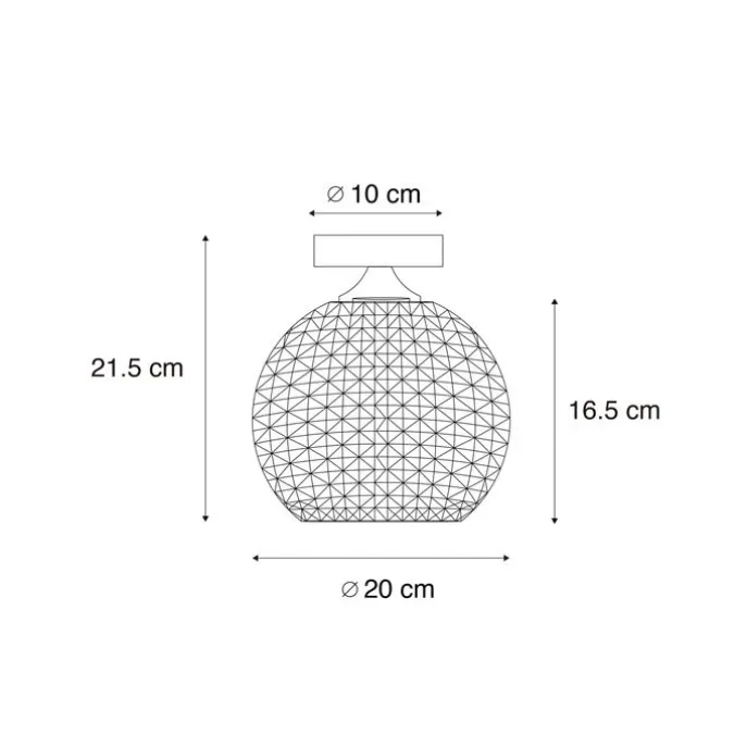 Art Deco Deckenleuchte schwarz mit Rauchglas - Kugel