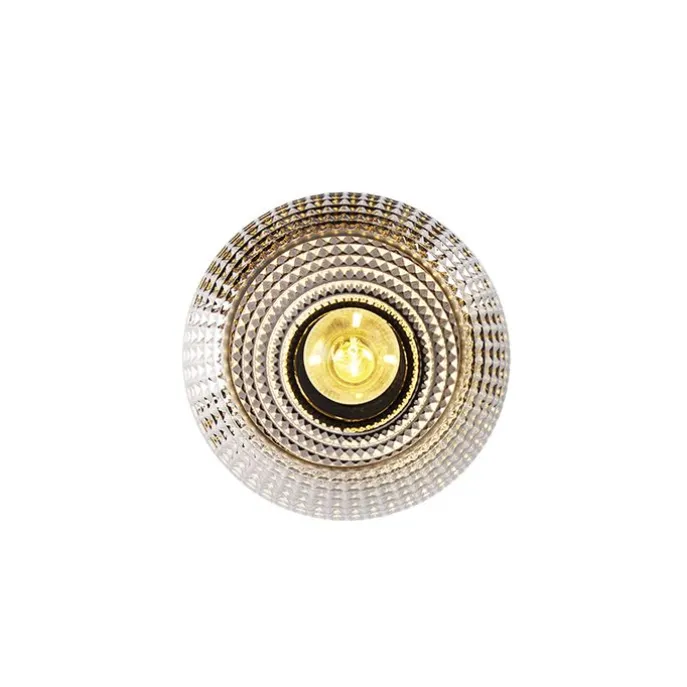 Art Deco Deckenleuchte schwarz mit Rauchglas - Kugel