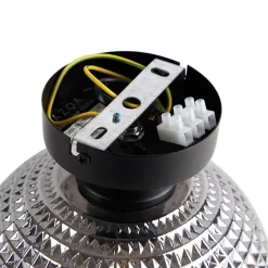 Art Deco Deckenleuchte schwarz mit Rauchglas - Kugel