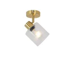 Art Deco Deckenstrahler Gold mit Glas verstellbar – Laura