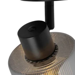 Art Deco Deckenstrahler schwarz mit Rauchglas verstellbar - Laura