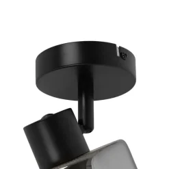 Art Deco Deckenstrahler schwarz mit Rauchglas verstellbar - Laura