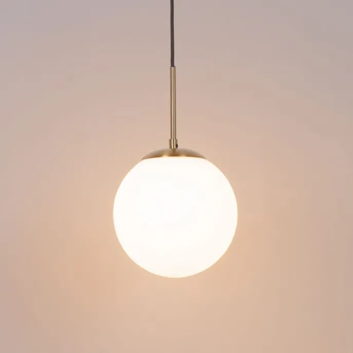 Art Deco hanglamp goud met opaal glas incl. rail adapter zwart 1-fase - Slimline Flore