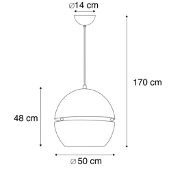 Art Deco Hängelampe Gold Kugel 50cm - Slice