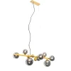 Art Deco Hängelampe Gold mit Rauchglas 8 Lichter - David