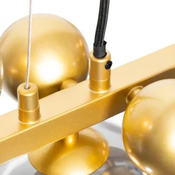 Art Deco Hängelampe Gold mit Rauchglas 8 Lichter - David