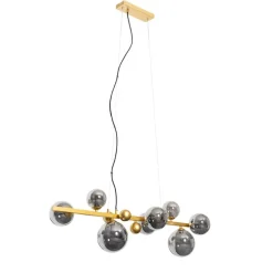 Art Deco Hängelampe Gold mit Rauchglas 8 Lichter - David