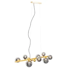 Art Deco Hängelampe Gold mit Rauchglas 8 Lichter - David