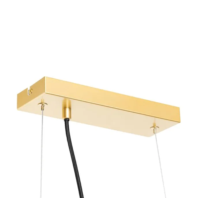 Art Deco Hängelampe Gold mit Rauchglas 8 Lichter - David