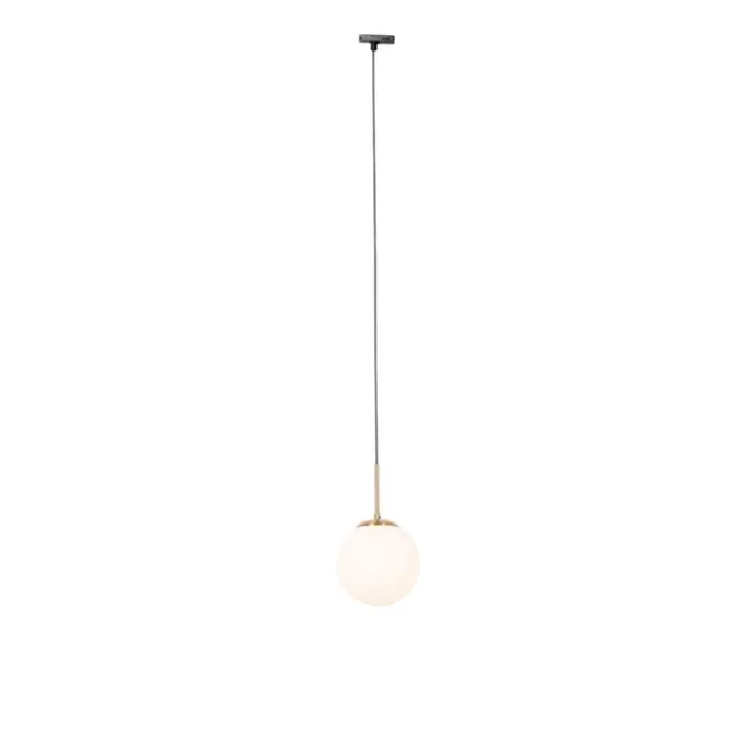 Art Deco Hängelampe Gold mit Opalglas inkl. Schienenadapter Schwarz 1-Phasig - Iconic Flore