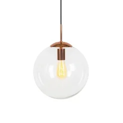 Art Deco Hängelampe Kupfer mit Klarglas 30 cm - Ball 30