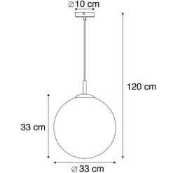 Art Deco Hängelampe Messing mit ozeanblauem Glas 33 cm - Pallon