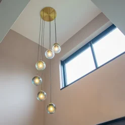 Art Deco Hängelampe Messing 7-Licht - Pallon