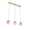 Art Deco Hängelampe Messing mit rosa Glas 3-Licht - Pallon Mezzi