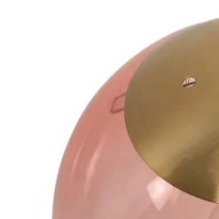 Art Deco Hängelampe Messing mit rosa Glas 3-Licht - Pallon Mezzi