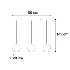 Art Deco Hängelampe Messing mit rosa Glas 3-Licht - Pallon Mezzi