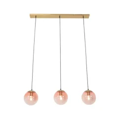 Art Deco Hängelampe Messing mit rosa Glas 3-Licht - Pallon Mezzi