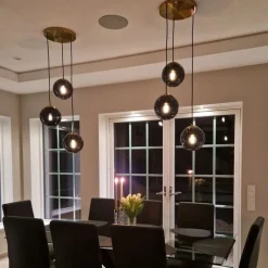 Art Deco Hängelampe Messing mit schwarzem Glas 3-Lichter - Pallon