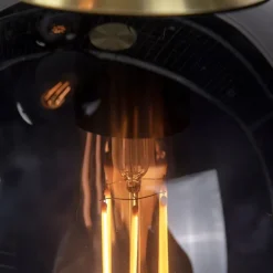 Art Deco Hängelampe Messing mit schwarzem Glas 3-Lichter - Pallon