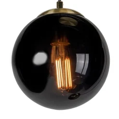 Art Deco Hängelampe Messing mit schwarzem Glas 3-Lichter - Pallon