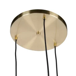 Art Deco Hängelampe Messing mit schwarzem Glas 3-Lichter - Pallon