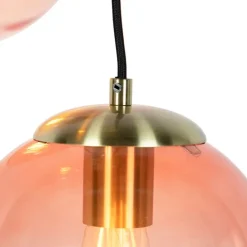 Art Deco Hängelampe Messing 45 cm 3-hellrosa - Pallon
